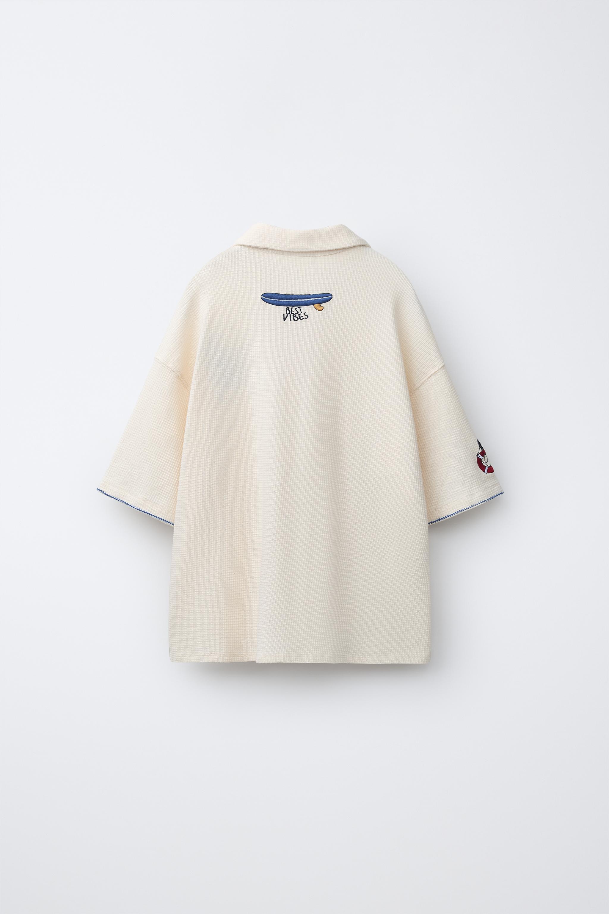 EMBROIDERED TEXTURED POLO SHIRT